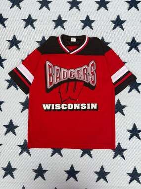 Vintage Scrimmage Wisconsin Badgers V-Neck Jersey Tee 14/16